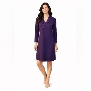 J McLaughlin Dress M Medium Purple Ribbon Tie Long Sleeve
